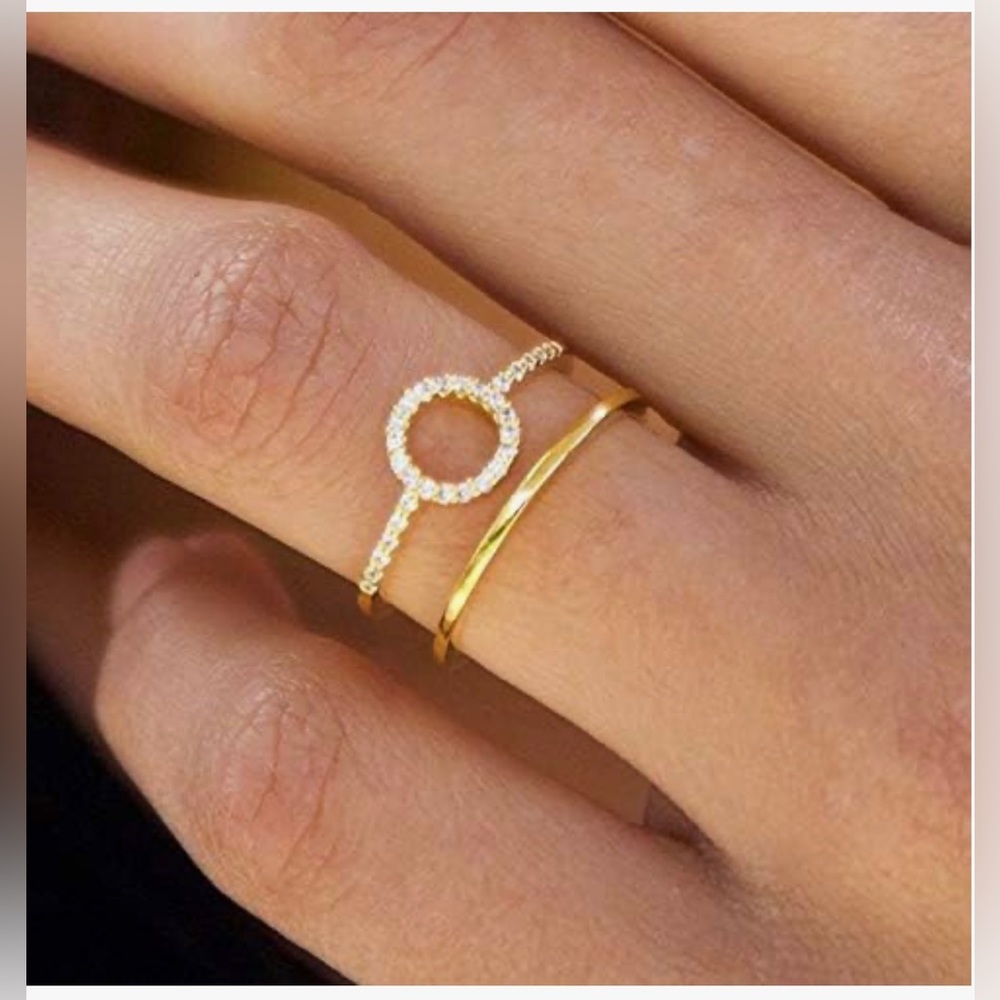 EUC Jules Smith 14k Yellow Gold Micro Pave CZ Halo Cuff Ring - Picture 1 of 12